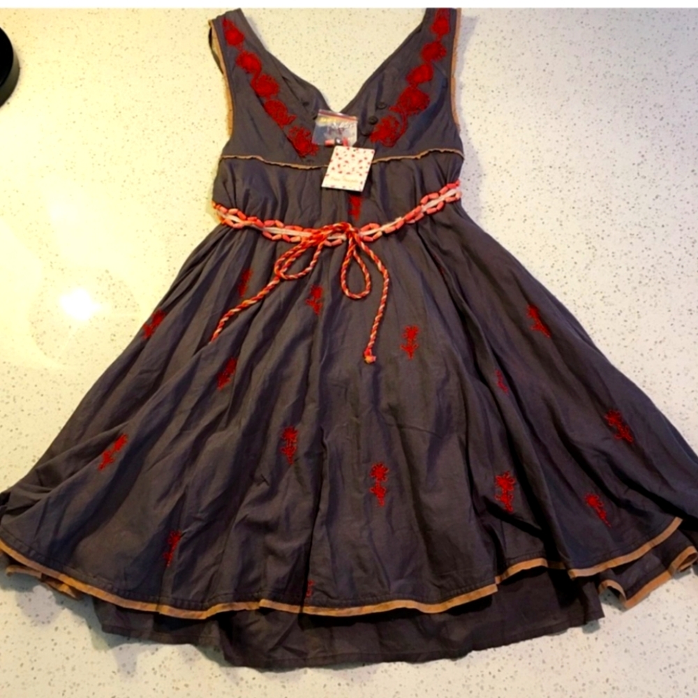 NWT RARE Vintage Free People Ruffle Mini Dress